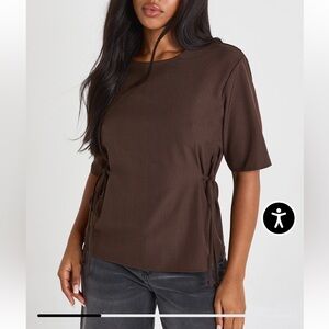 Chic Brown Short Sleeve Women's Top
